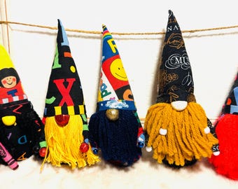 School Theme Gnomes | Handmade Fabric Classroom Decor | Student or Teacher Gift
