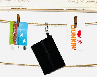 Minimalist Cotton Mini Wallet: Solid Color Card Holder with Key Clip