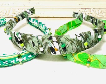 St. Patrick’s Day Print Headband: Handmade Beaded Hair Accessory