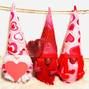 Heart Themed Gnomes – Handmade Fabric Home Decor- Valentine’s Day Shelf Decor – Love Gnome Plush – Romantic Anniversary or Wedding Gift