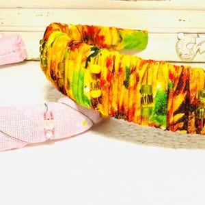 Handmade Floral Fabric Headband with Wire Wrapping and Beads | Colorful Beaded Hair Accessory | Unique Women’s Boho Headband | Gift for Her