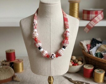 Penguin Fabric Beaded Necklace | Fun Fashion Accessory | Slip On