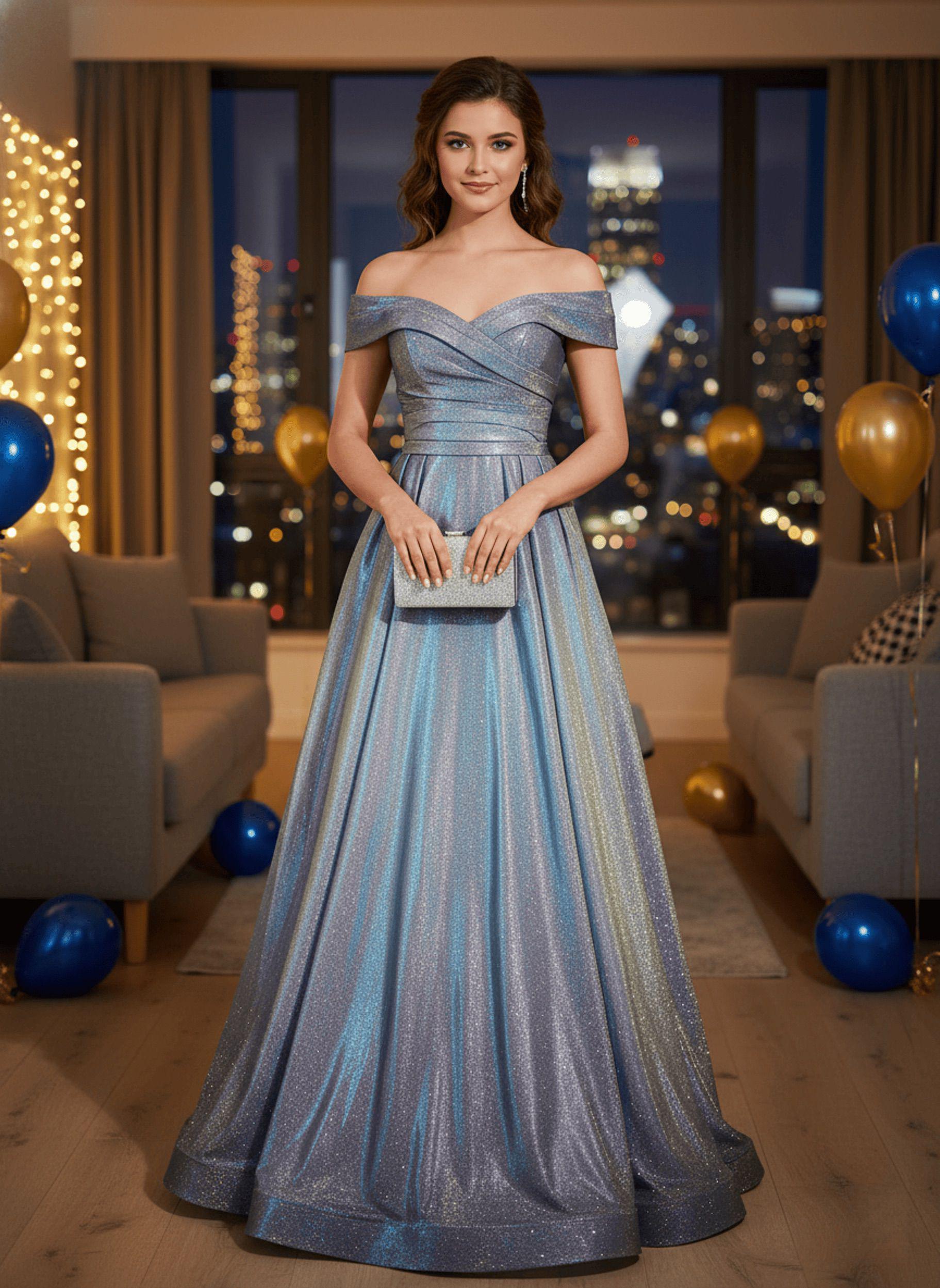 open lace back dress [FINAL SALE] Starry Night Sparkling Sequined Pattern Flared Party Dress Navy Blue / S / N4