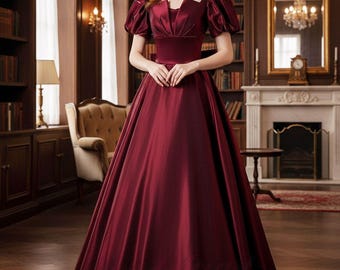 open lace back dress Promfast Unique V-neck Sleeveless Burgundy Split Satin Prom Dress with