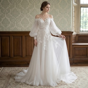 etsy vintage lace wedding dress Vintage High Neck Lace Wedding Dress