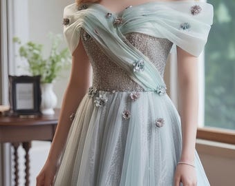 slim fit dress slacks Mikado Green Drop Shoulder Long Dress by Alberta Ferretti – Elilhaam main image 0