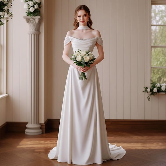 high quality a line dress Grace High Quality A-line Dress with Long Sleeves 4 / Green