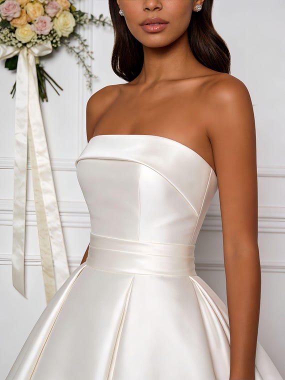 Minimalist Ivory White Satin off the Shoulder Wedding Dress,elegant Long  Draped Satin Ballgown Dress,gift for Bride, Princess Corset Dress - Etsy