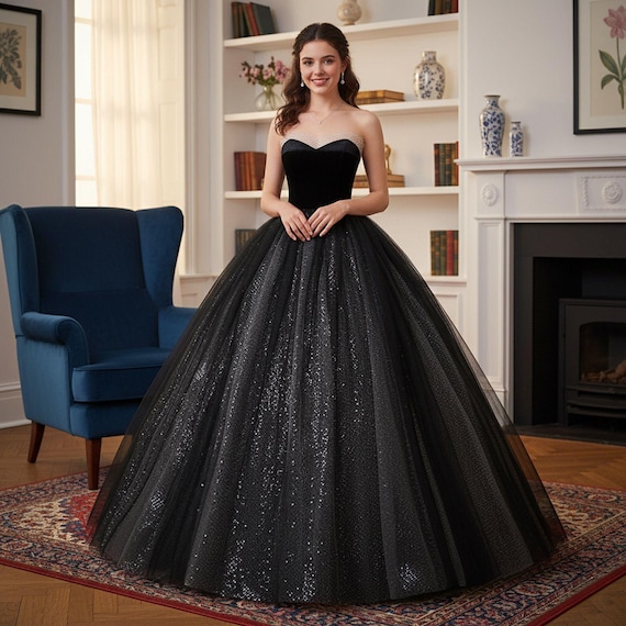 black fairy prom dress Elegant A-line V-neck Open Back Black Prom Dresses with Beading, Fairy  Evening Dresses,MP506 main image 0