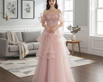 strapless open back dress Princesa by Ariana Vara PR30171 - Long Tulle, Glitter Tulle, Applique,  Sequin, Stone Accents, Hardnet, Horsehair & Lining Ballgown Dress main image 0