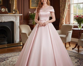 Luxury Pink Satin Cocktail Ball Gowns,Dresses,Gift for Her,Pink Prom Dress,Corset Dress,Formal Ball Gowns for Party Birthday Evening Bridal