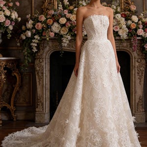 fairy wedding dress etsy Green Lace Forest Fairy Wedding Dress, Cathedral Train