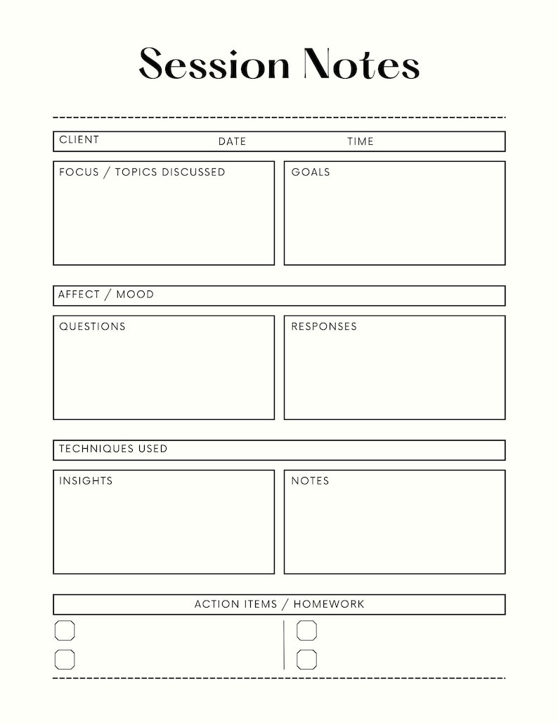 Therapy Session Notes Printable Bundle - Etsy