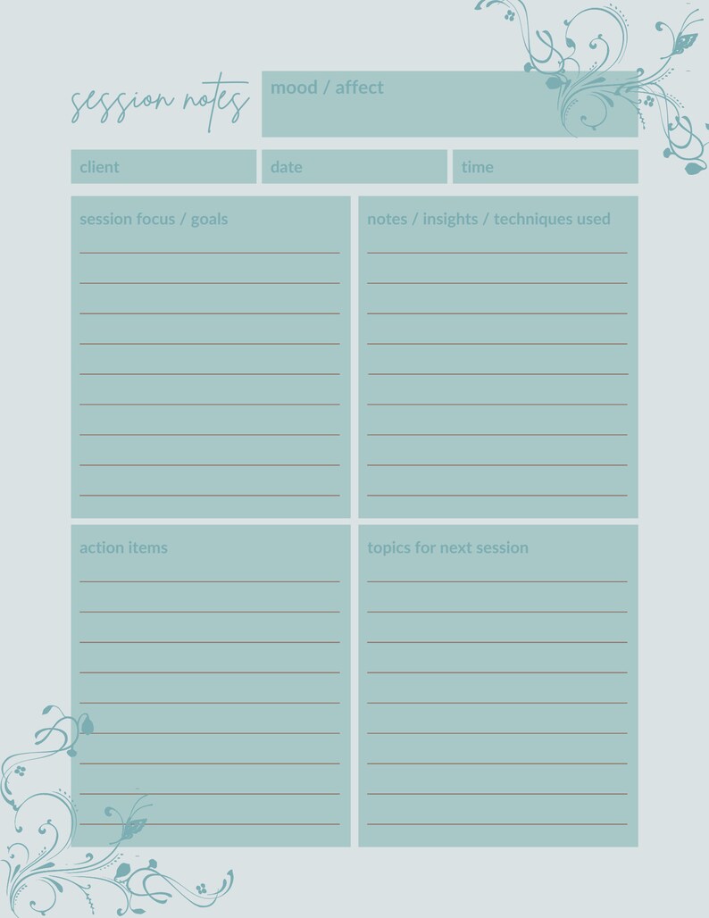 Therapy Session Notes Printable Bundle - Etsy