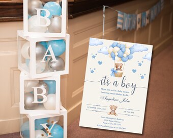 Its a Boy Baby Shower Invitation, Baby Boy Shower Invite, Mobile Invitation Included, Easily Editable Template, Digital Invite