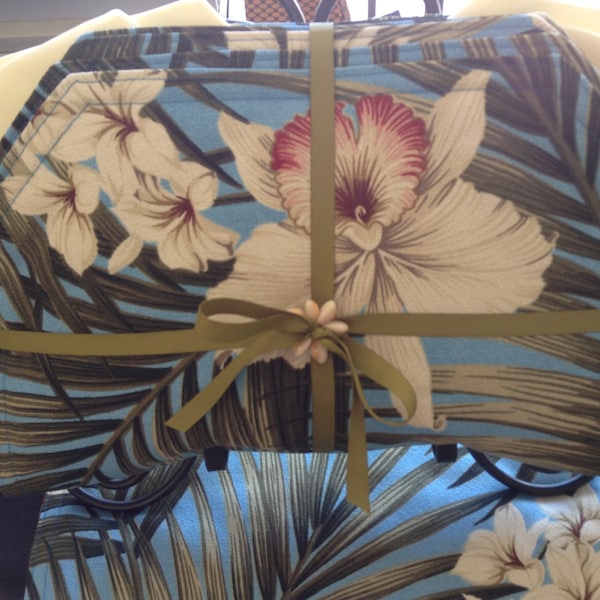 PLACEMATS - Turquoise plumeria & orchid