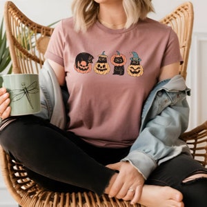 Kürbis Katze Sweatshirt - Halloween & Thanksgiving Herbst Shirt, süße Katzen Grafik, gemütlicher Herbst Rundhalsausschnitt, Herbst Geschenk für Frauen oder Katzenliebhaber