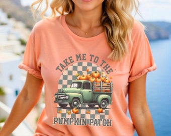 Camisa de abóbora – camiseta de outono para mulheres, camisa retrô de outono com abóboras, camiseta gráfica fofa e aconchegante, ideia de look para o Dia de Ação de Graças