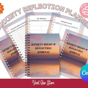 Anxiety Relief Reflection Journal, Mental Health Diary, Stress Relief Notebook, Self-Care Planner, Therapy Tool