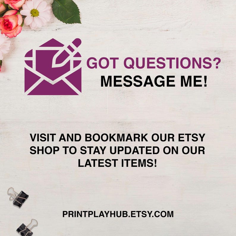 Got questions? Message PrintPlayHub on Etsy – Disney Villains printable party game customer support banner.