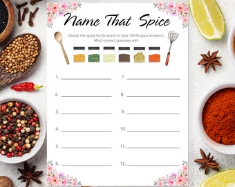 Guess the Spice Game - Printable Bridal Shower Fun | Name That Spice Game | Editable in Canva for Customization