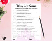 Disney Love Quotes Match Game – Printable Bridal Shower Game | Romantic Disney Wedding Activity | Instant Download PDF