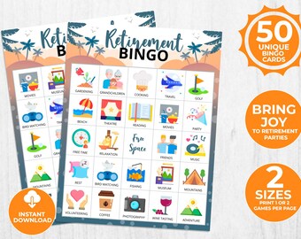 Retirement Bingo Cards for Fun Retirement Party Bingo Theme Retirement Printable Games and Retirement Bingo Printables