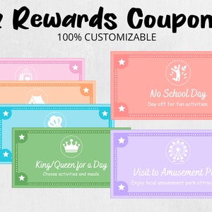 Printable Reward Options Editable Kids Reward Bucks | Printable Reward System | Chore Chart for ...