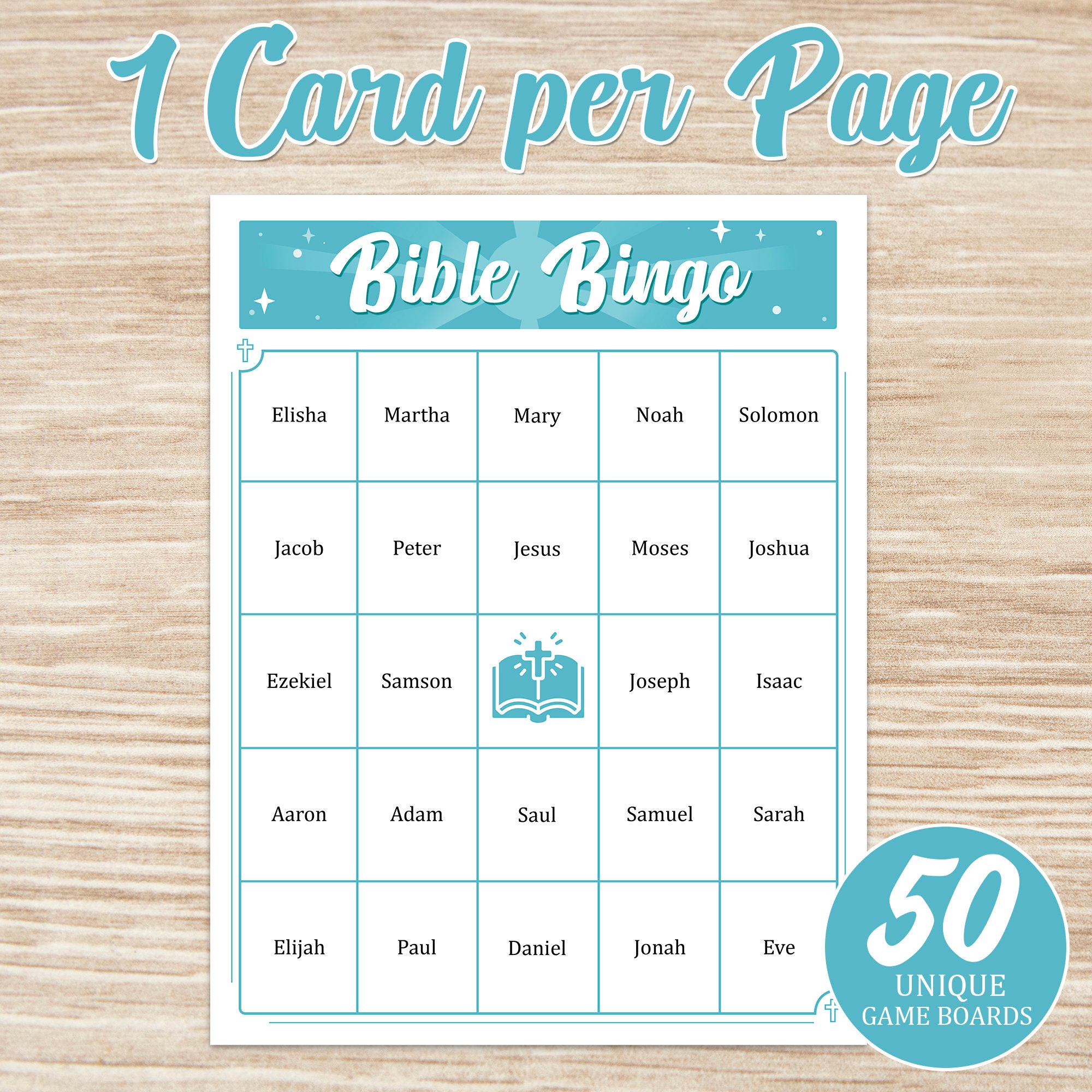 Bible Bingo Printable Game 50 Cards With Bible Characters Christian