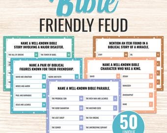 Bibel Familien Fehden Spiel | Bibel Fehde Quiz | Kinderfreundliche christliche Familie Feud | Lustiges Bibelspiel für Kirche | Druckbare PDF-Download
