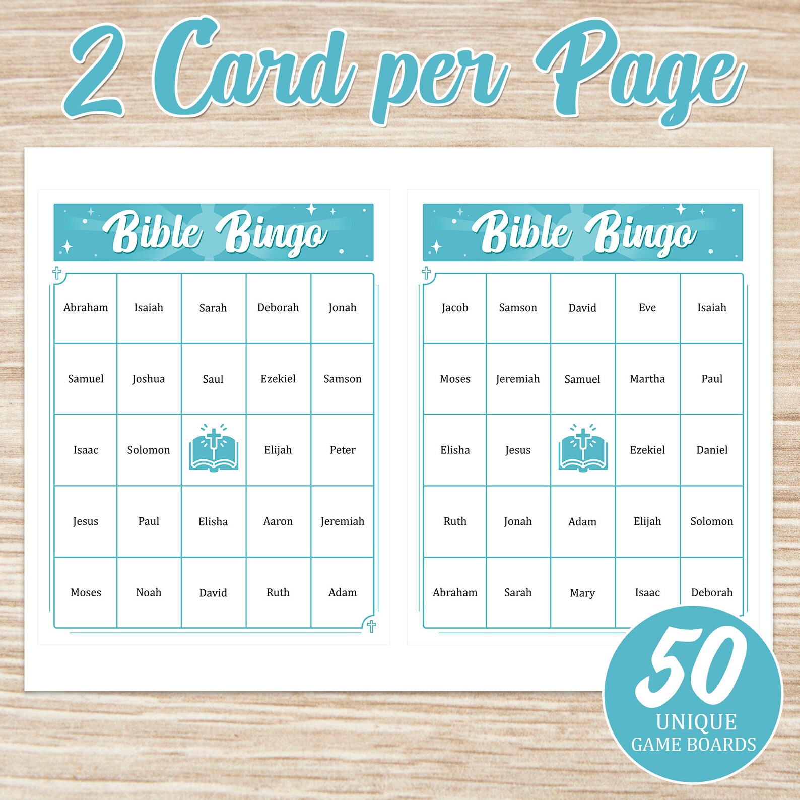 Bible Bingo Printable Game 50 Cards With Bible Characters Christian