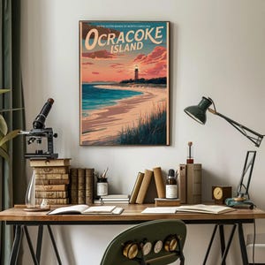 Tramonto sull'isola di Ocracoke – Poster di viaggio su carta opaca