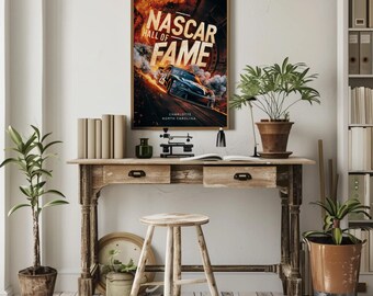 NASCAR Hall of Fame Aluminum Print - Charlotte, NC | Vibrant Travel Poster