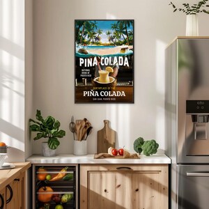 Poster di viaggio Piña Colada: un omaggio al cocktail iconico di Porto Rico