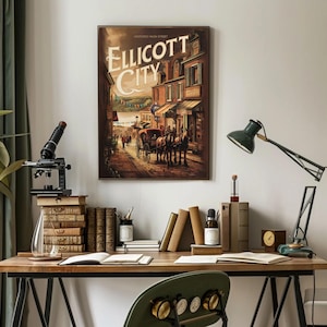 Stampa su carta opaca di alta qualità della storica strada principale di Ellicott City / Arte murale con fascino vintage