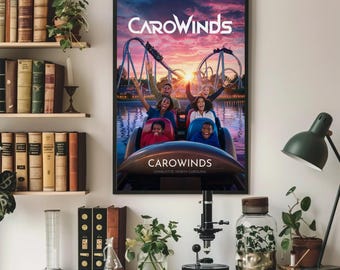 Carowinds Roller Coaster Adventure Poster - Charlotte, NC | Aluminum Travel Art Print