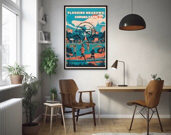Vibrant Flushing Meadows Corona Park Aluminum Print – Energetic NYC Park Life Art