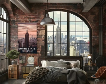 Empire State Building Sunset Aluminum Print – Iconic New York City Skyline