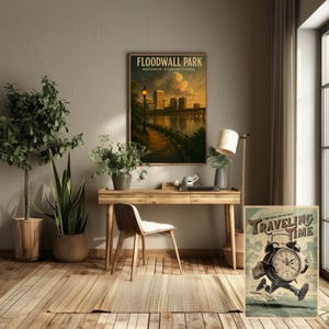 Floodwall Park Poster Richmond Virginia Wall Art | Vintage Travel Print Manchester RVA Skyline | City Art Home Decor Gift