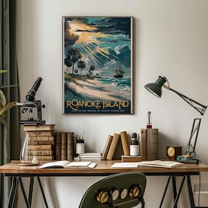Poster di viaggio su carta opaca Roanoke Island – Outer Banks