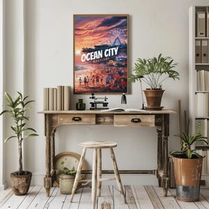 Ocean City Maryland Beach Boardwalk Premium Matte Paper Print – Iconic Coastal Art