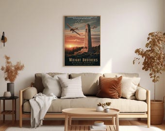 Wright Brothers National Memorial Aluminum Travel Poster – A Tribute to Aviation History