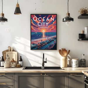 Ocean City Maryland Boardwalk at Sunset Matte Print – Coastal Art for Home Decor