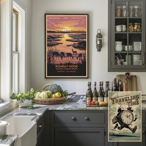 Poster del tramonto di Bombay Hook / Stampa murale naturalistica del Delaware / Stampa del rifugio per la fauna selvatica / Decorazione per birdwatching / Poster da viaggio su carta opaca