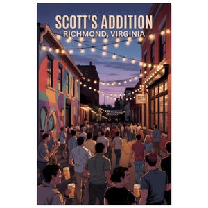 Scott&#39;s Addition Richmond Virginia Travel Poster | Vintage Style Wall Art | RVA Print | Virginia Gift | Premium Matte Poster