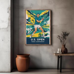 Impresión artística dinámica del Abierto de Estados Unidos de Tenis - Póster de papel mate premium