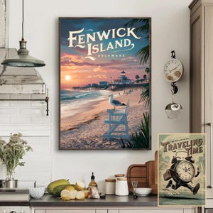Stampa su alluminio Fenwick Island – Tramonto costiero in metallo da parete