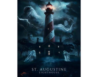 St. Augustine Haunted Lighthouse Poster | Ghostly Florida Wall Art