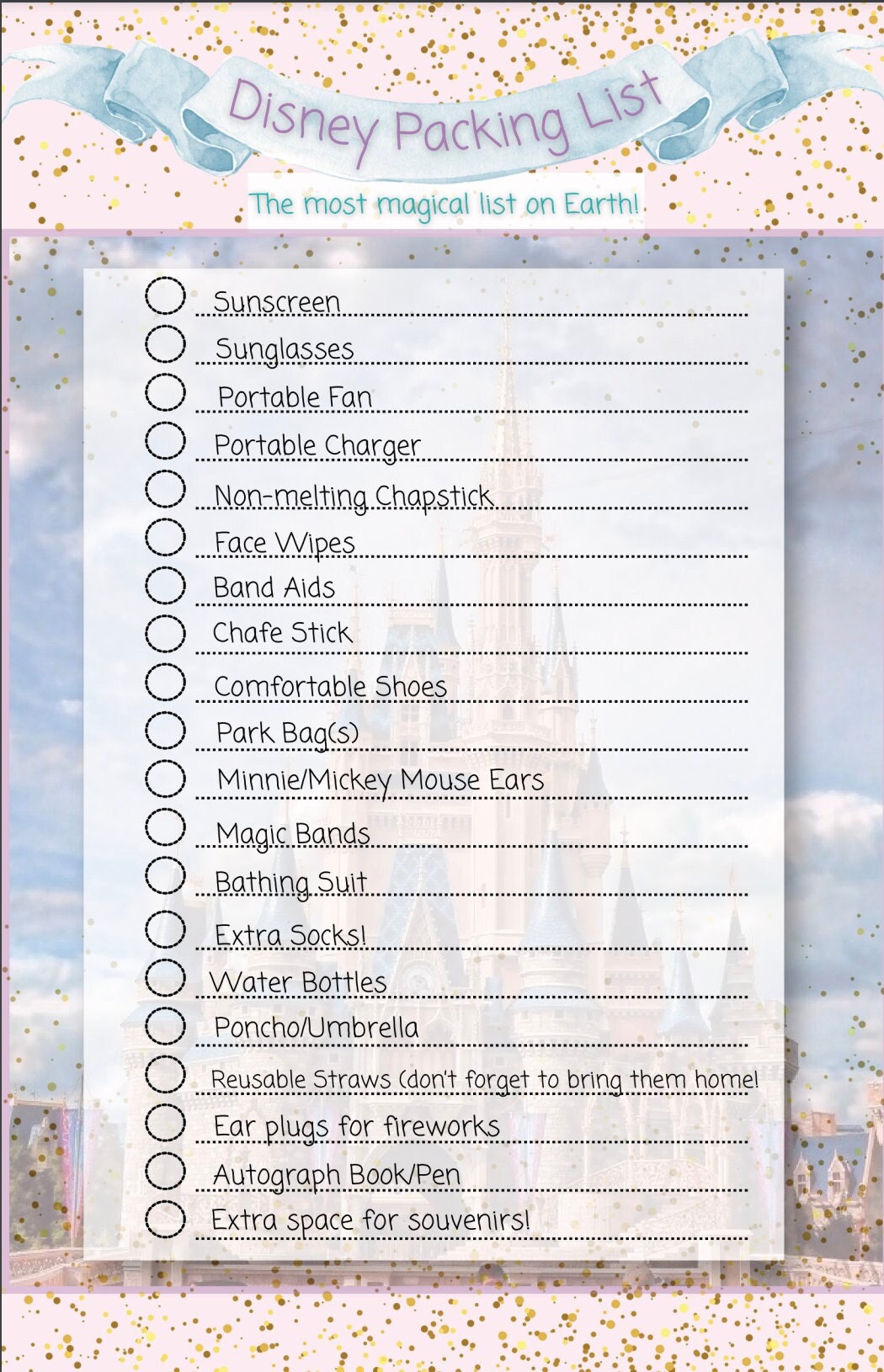 Packing List for Magical Theme Parks - Etsy