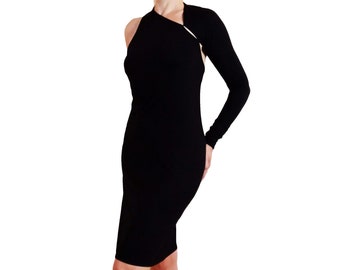 Little Black Dress - One Shoulder Pencil - Tight Cocktail Dress, No.0012